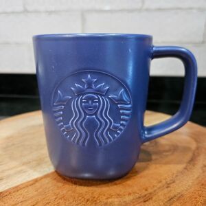 Starbucks 2025 Recycled Ceramic Mug 16oz Matte Indigo Embossed Siren Logo